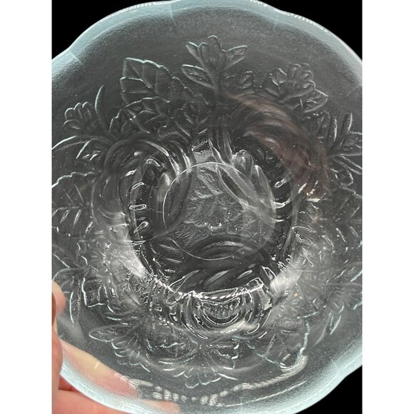 Raised Etched Rose Clear Bowl - Picture 9 of 9